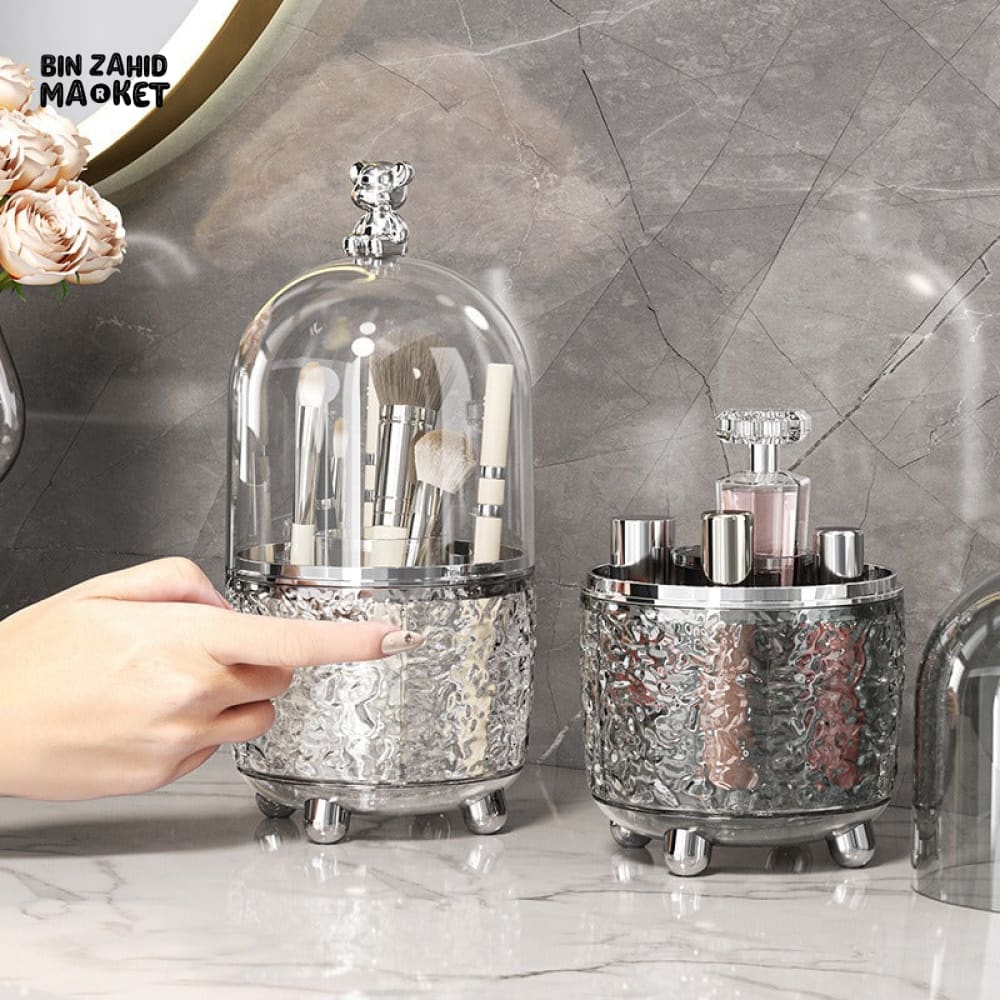 360° ROTATING ACRYLIC MAKEUP BRUSH HOLDER WITH 6 SLOTS – VANITY COUNTERTOP ORGANIZER