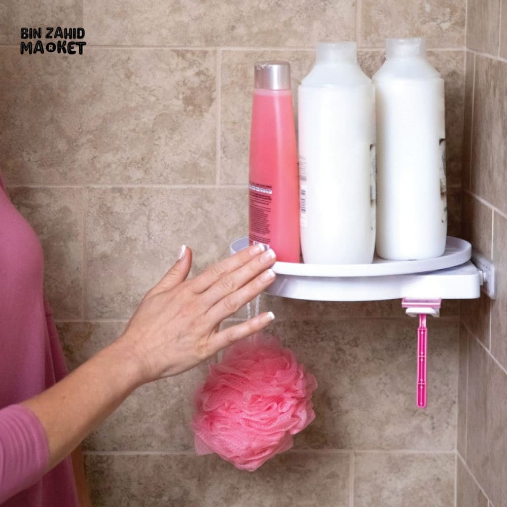 360° ROTATING CORNER SHOWER CADDY – TRIANGLE WALL MOUNT BATHROOM ORGANIZER SHELF MULTIPURPOSE STORAGE FOR SHOWER GEL & ACCESSORIES