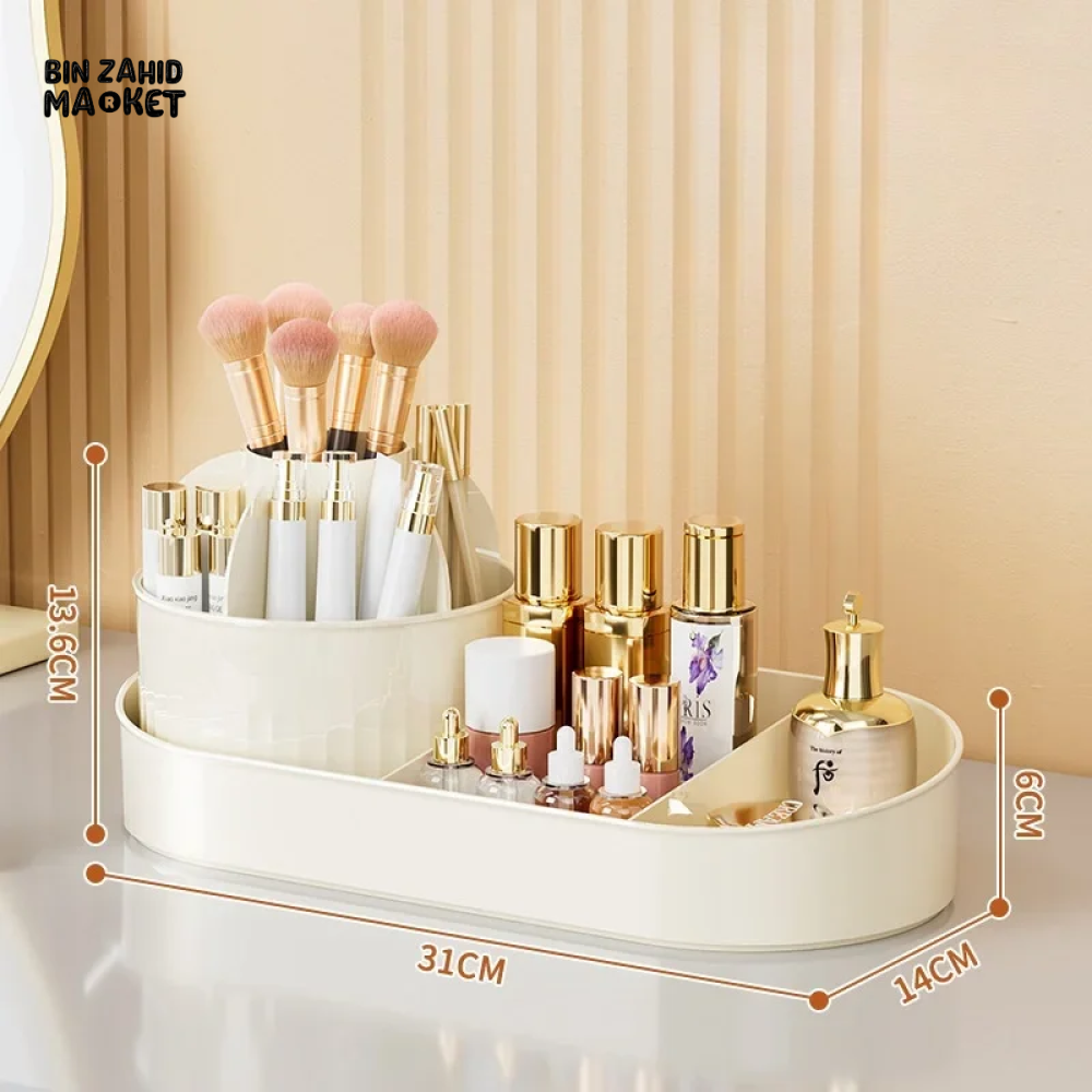 360° ROTATING COSMETIC STORAGE BOX – LARGE-CAPACITY MAKEUP & JEWELRY ORGANIZER WITH DRAWERS
