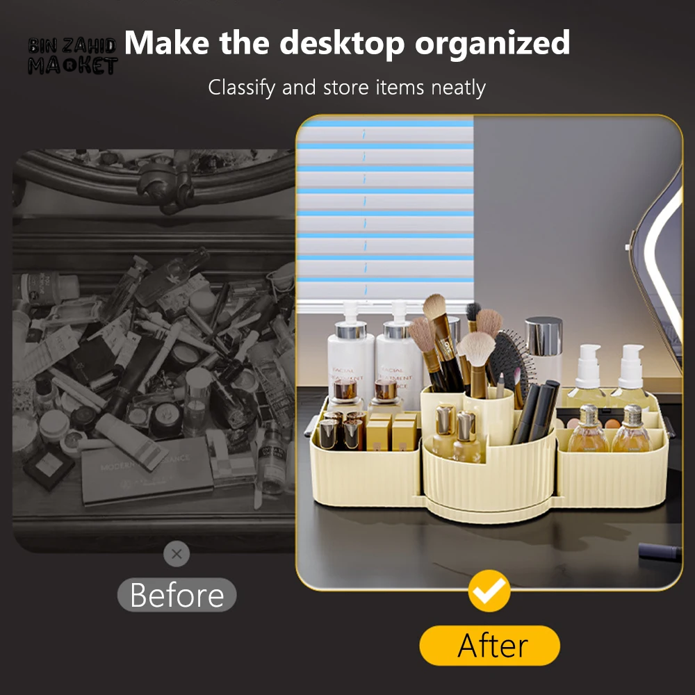 360° ROTATING COSMETIC STORAGE BOX – MULTIFUNCTIONAL SHELF WITH LARGE STORAGE