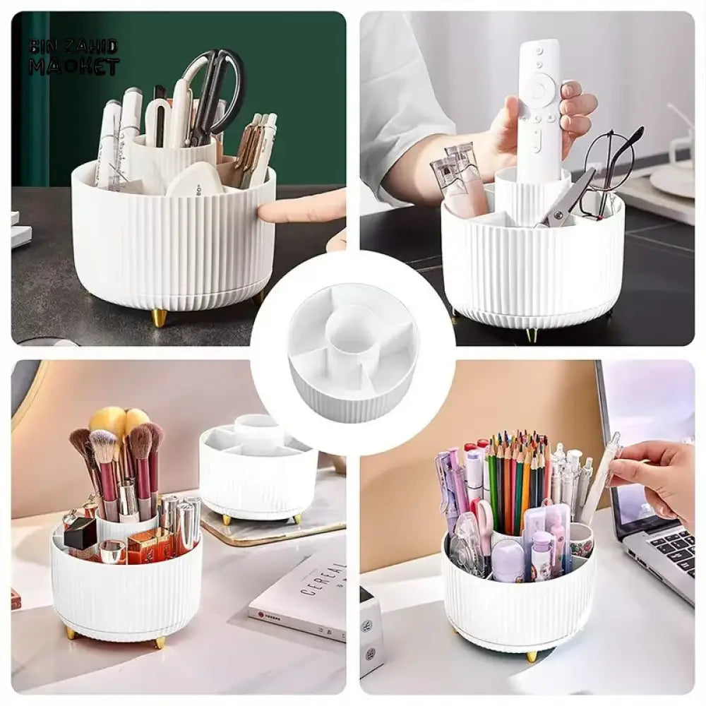 360° ROTATING MAKEUP BRUSH HOLDER – DESKTOP COSMETIC ORGANIZER