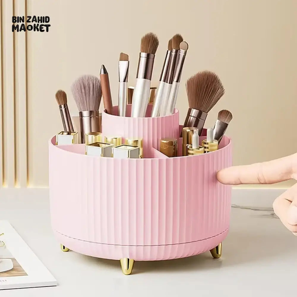 360° ROTATING MAKEUP BRUSH HOLDER – DESKTOP COSMETIC ORGANIZER