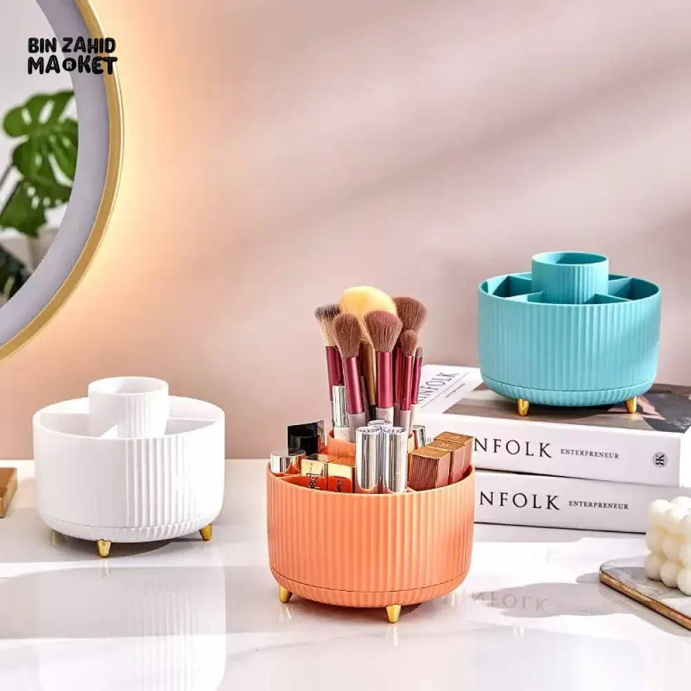 360° ROTATING MAKEUP BRUSH HOLDER – DESKTOP COSMETIC ORGANIZER