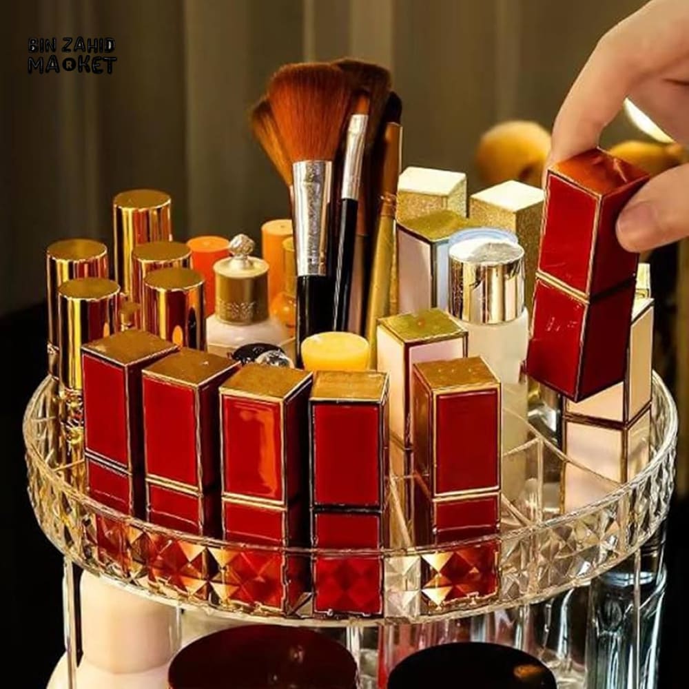 360° ROTATING MAKEUP ORGANIZER | 2-TIER SPINNING STORAGE FOR PERFUME, SKINCARE & COSMETICS