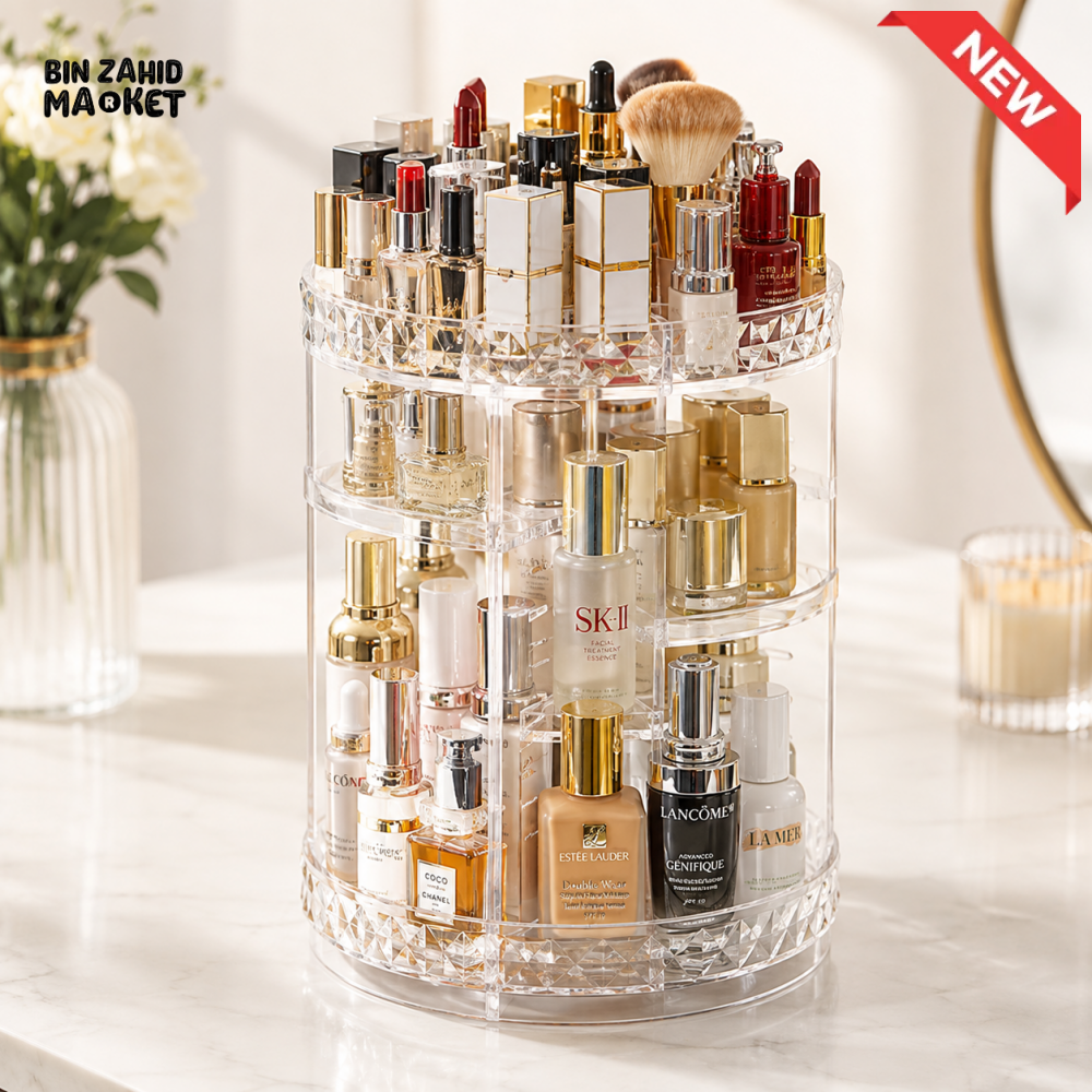 360° ROTATING MULTI-TIER ACRYLIC COSMETIC ORGANIZER