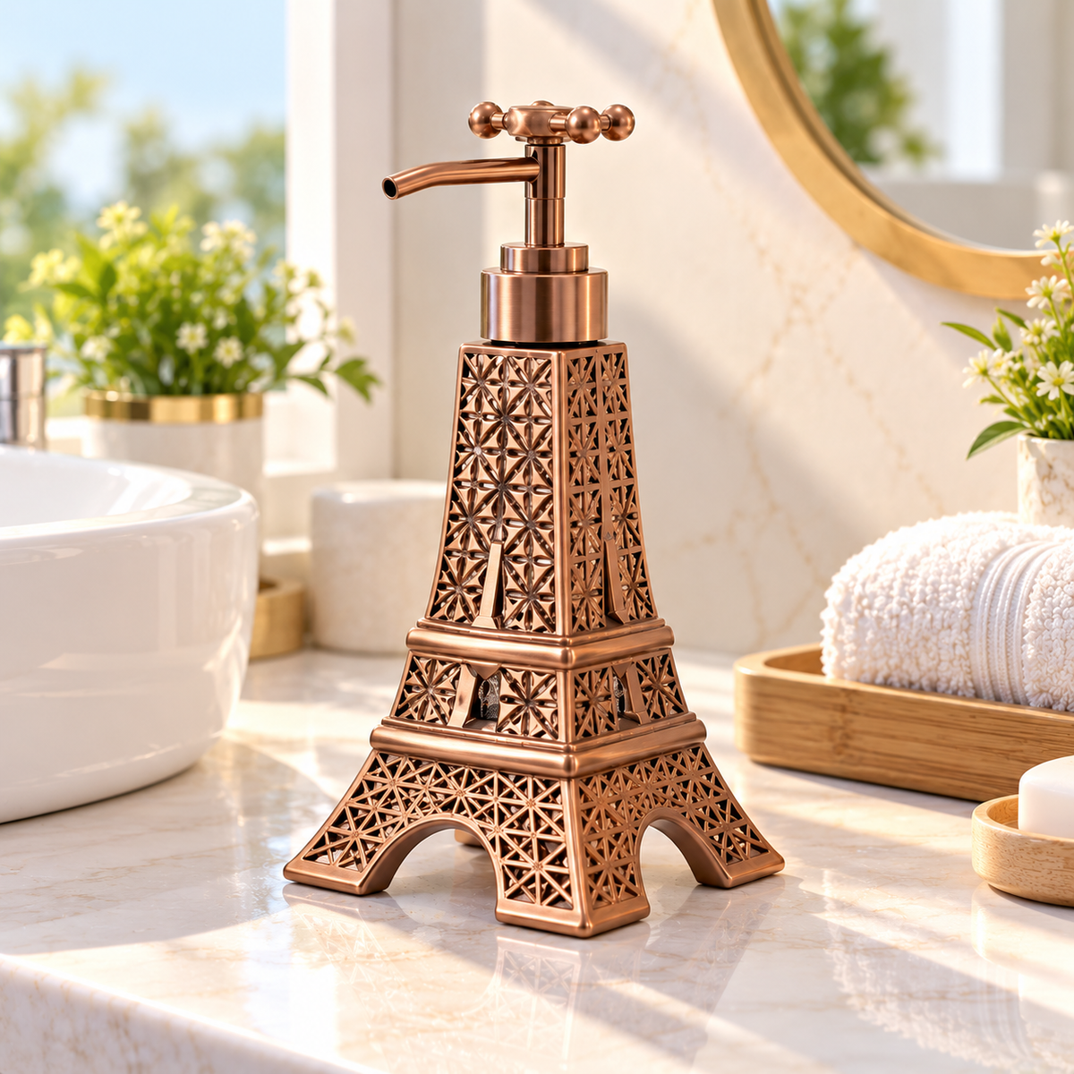 EIFFEL TOWER DESIGN LIQUID SOAP DISPENSER – ROSE GOLD