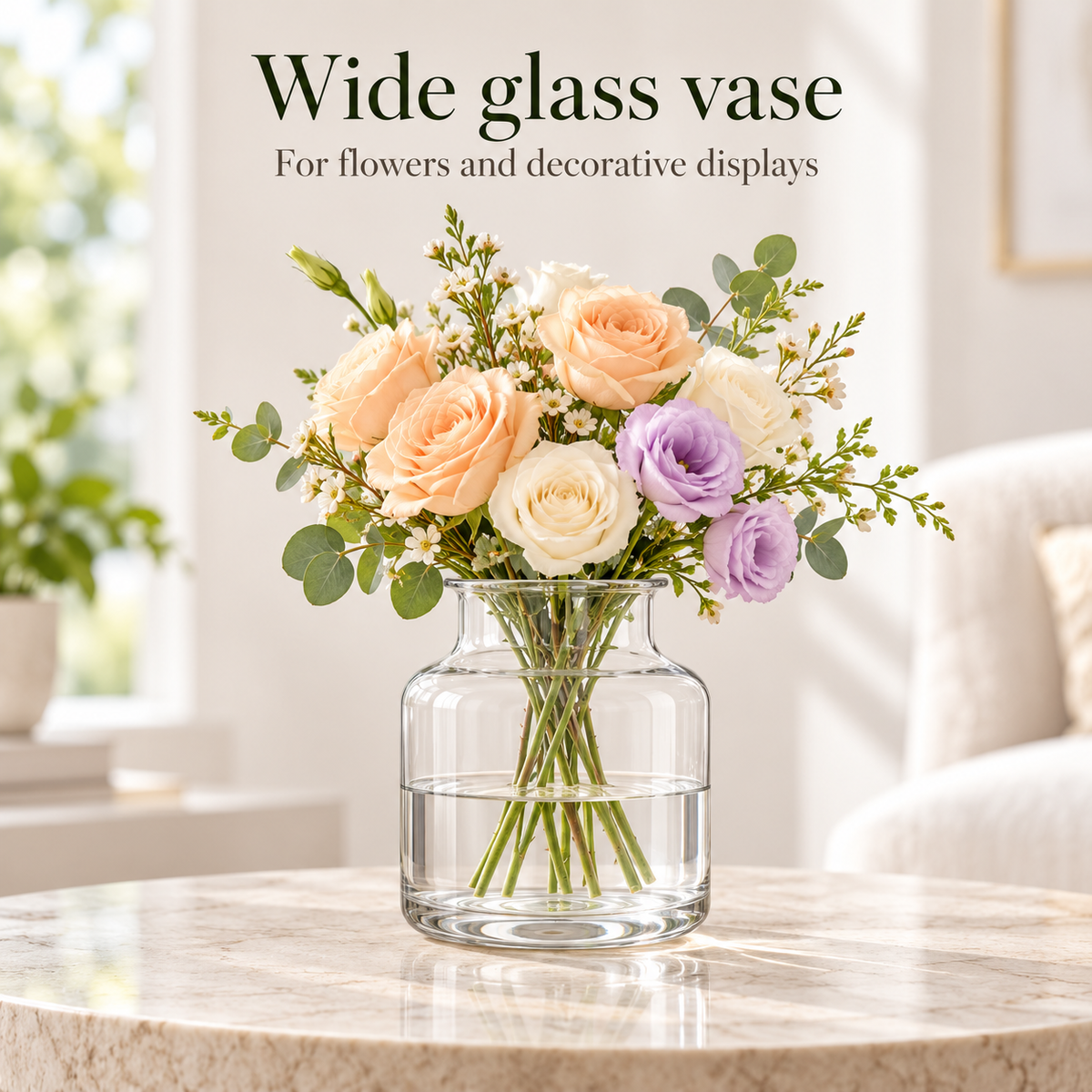 Danny Home Wide Glass Vase - 14.6x19x22.2cm