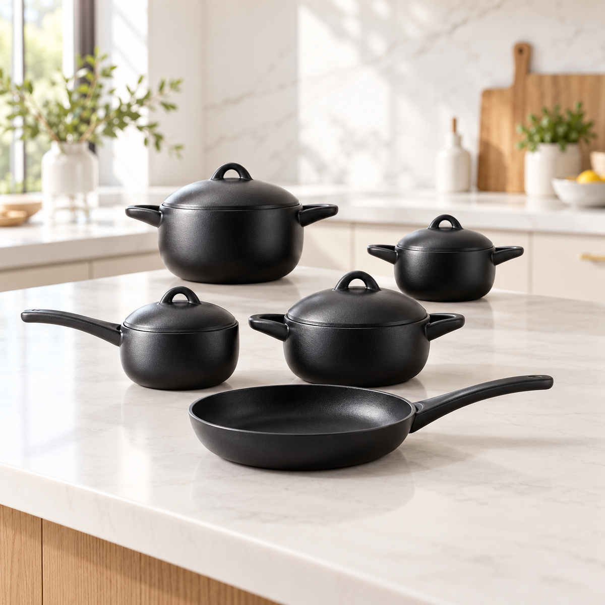 Ucclife Aluminum Non Stick Cookware Set 9 Piece - Black