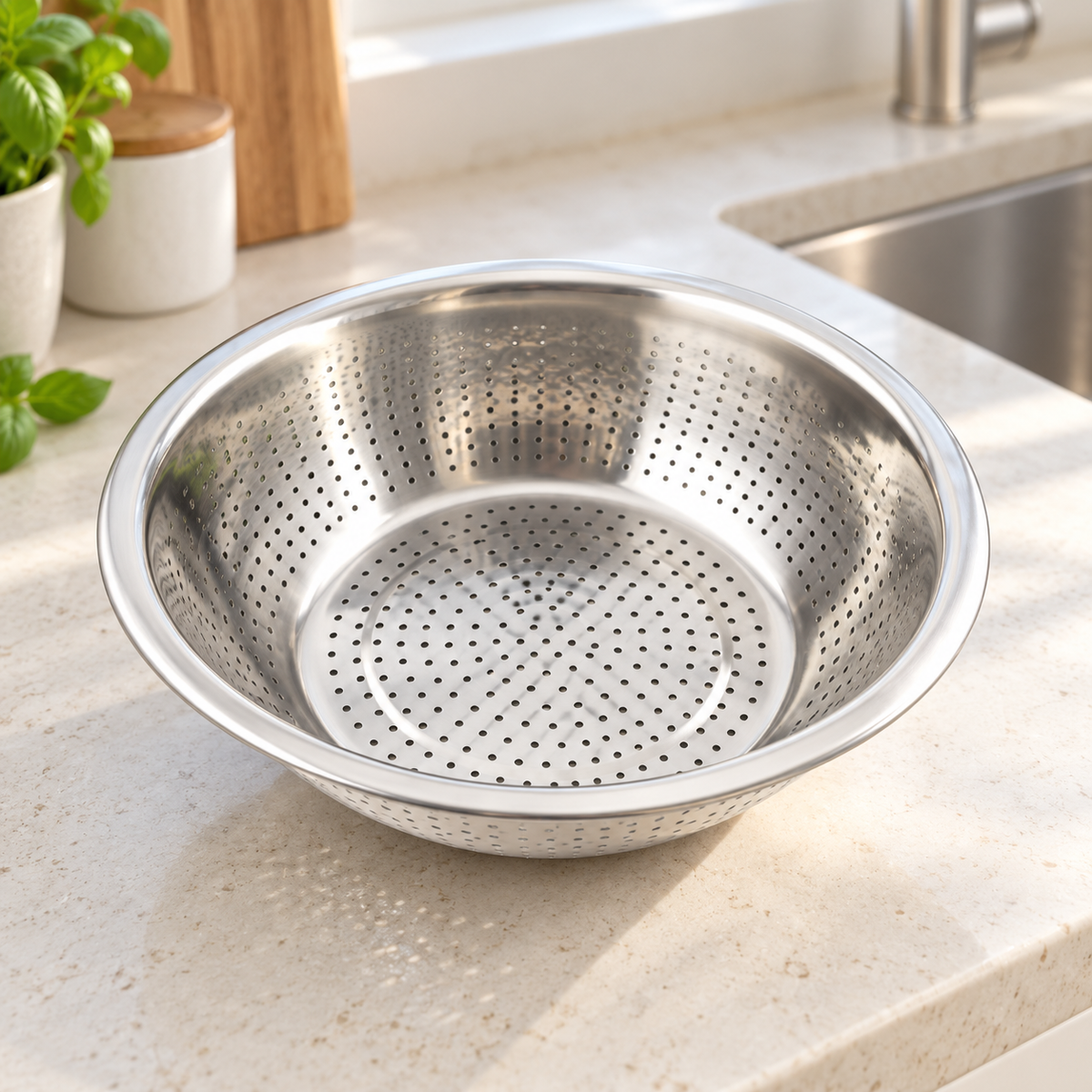 Danny Home Silver Colander Bowl - 28cm