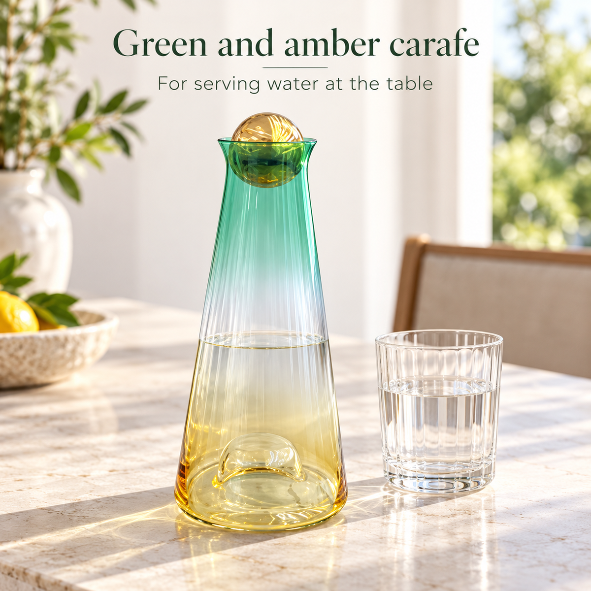 Danny Home Green And Amber Carafe - 6.2x25.6x28.1cm