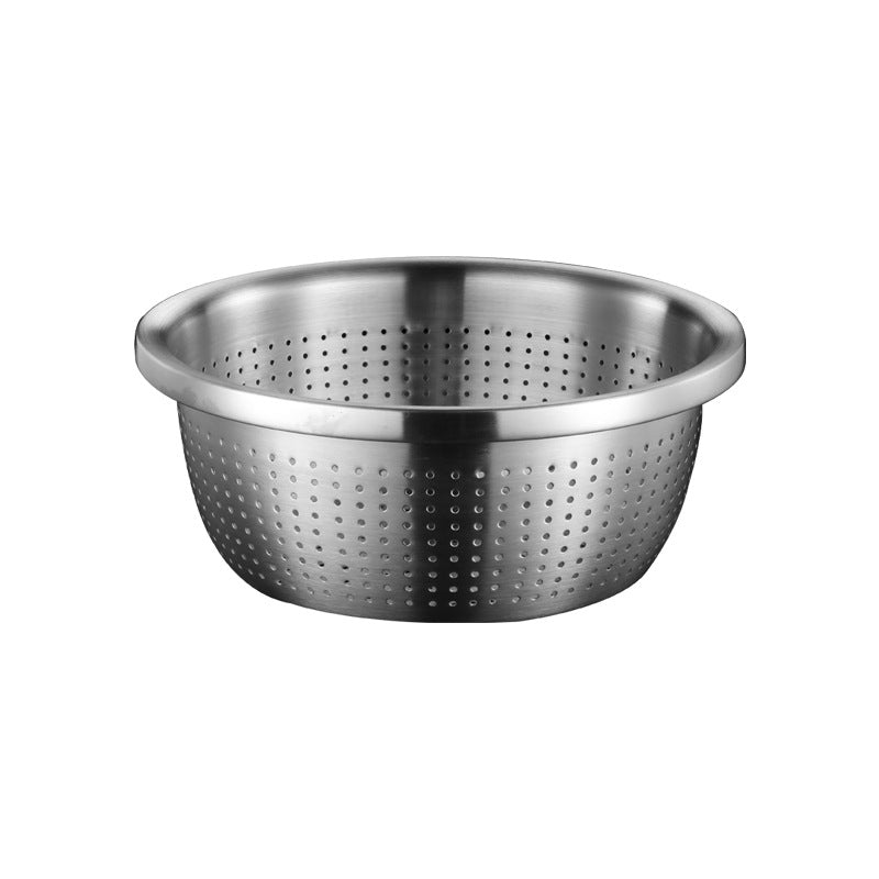 THICKEN STAINLESS STEEL DRAIN BASIN VEGETABLE FRUIT COLANDER RICE SIEVE KITCHEN ACCESSORY