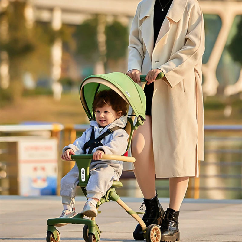 TWO-WAY REVERSIBLE FOLDABLE HIGH-VIEW STROLLER | MULTIFUNCTIONAL SIT & RECLINE TRAVEL BUGGY FOR BABIES