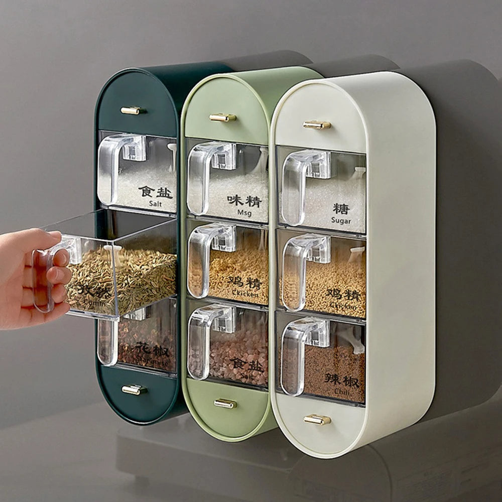 5IN1 ACRYLIC WALL MOUNTED SPICES BOX