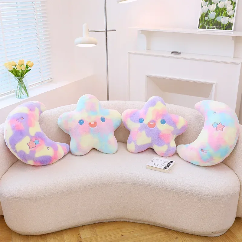 TIE-DYE STAR & MOON PLUSH CUSHION PAIR