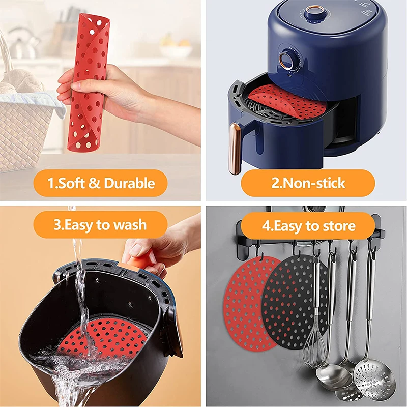 1 PIECE SILICONE AIR FRYER MAT REUSABLE NON-STICK BAKING MAT SQUARE