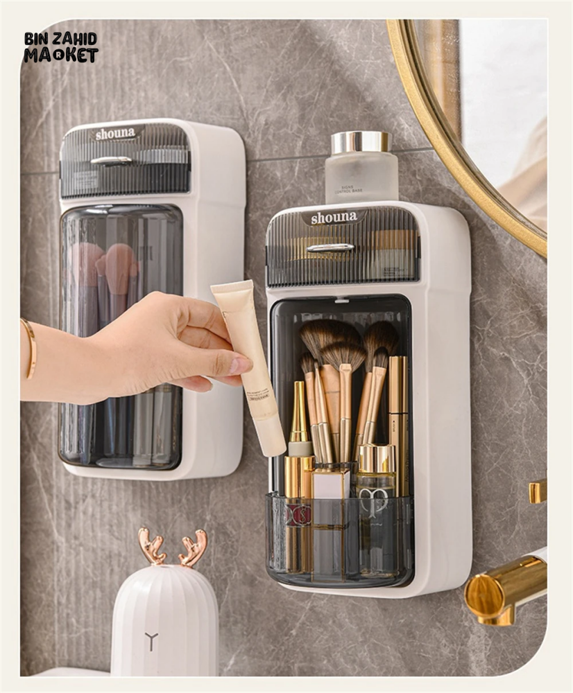 LUXORMOVE WALL MOUNTED MAKEUP BRUSH ORGANIZER 360° ROTATING STORAGE RACK