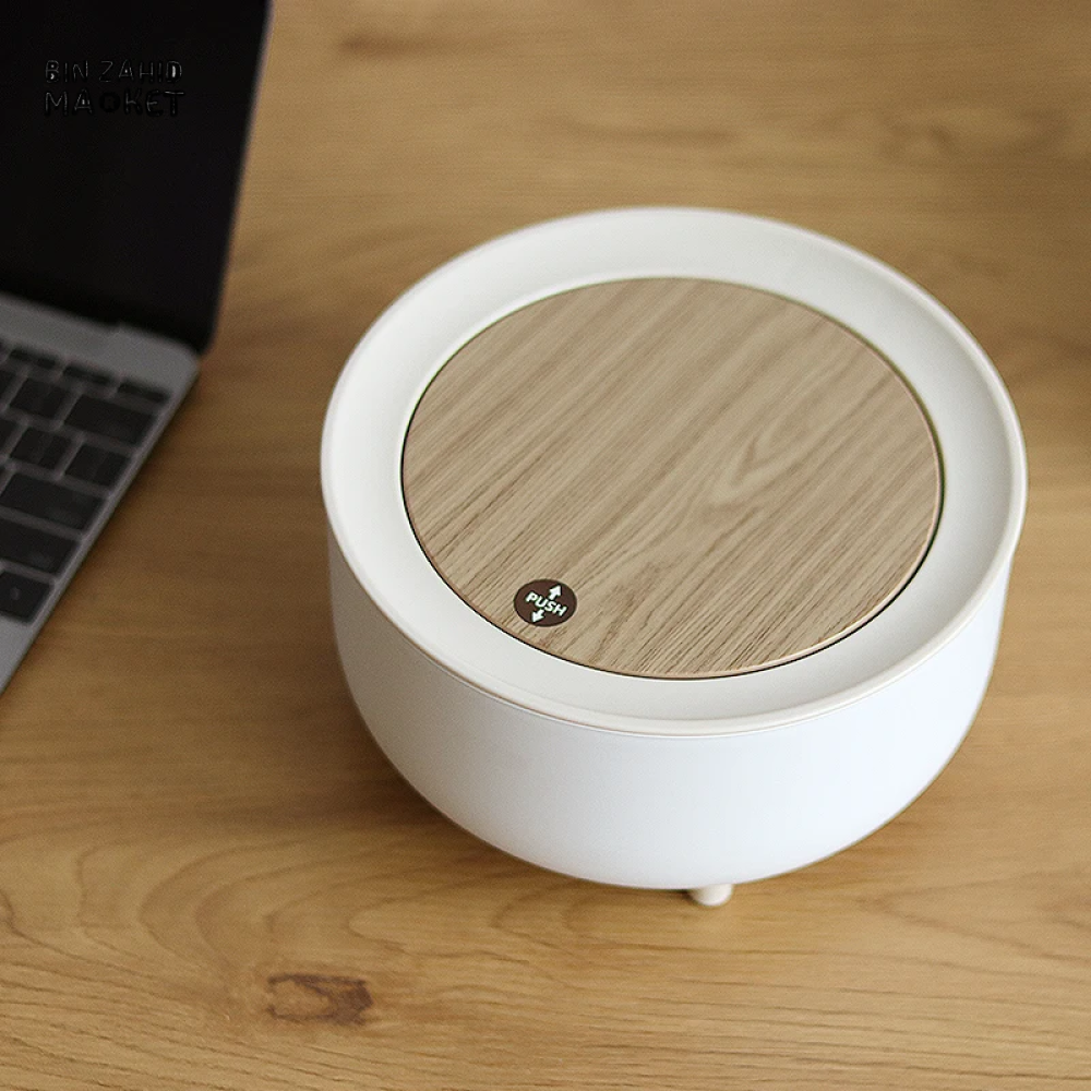 CREATIVE MINI DESKTOP TRASH CAN WITH LID – BEDROOM OFFICE COFFEE TABLE WASTE BIN TABLE TOP
