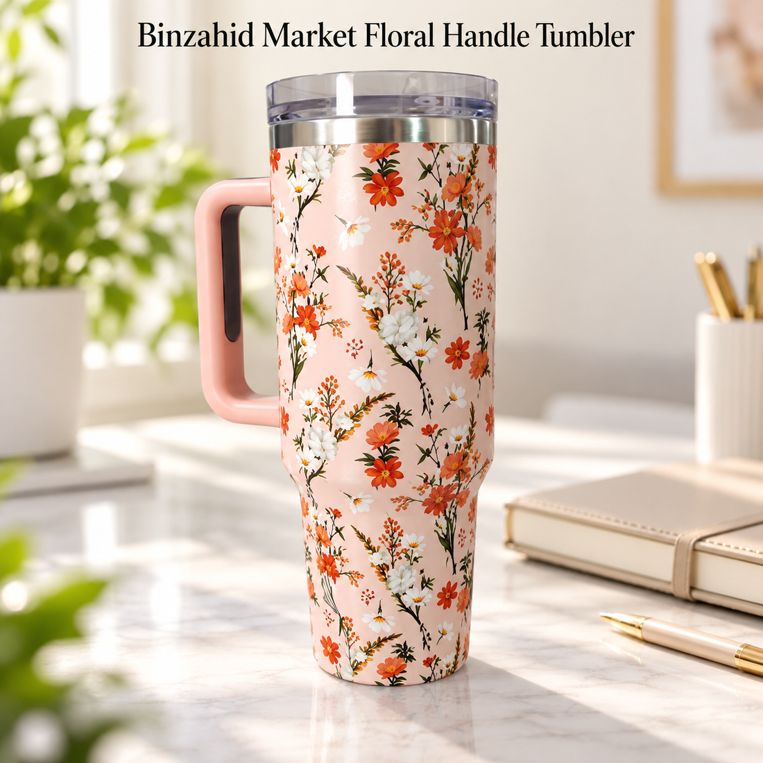 Floral Handle Tumbler