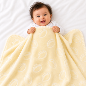 HAPPIMUMS BABY PLUSH SLEEPING BLANKET DOUBLE PLY BASEBALL 110 x 80 - CREAM