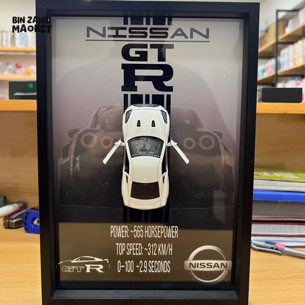 3D METAL CAR WOODEN WALL FRAME - NISSAN GT-R
