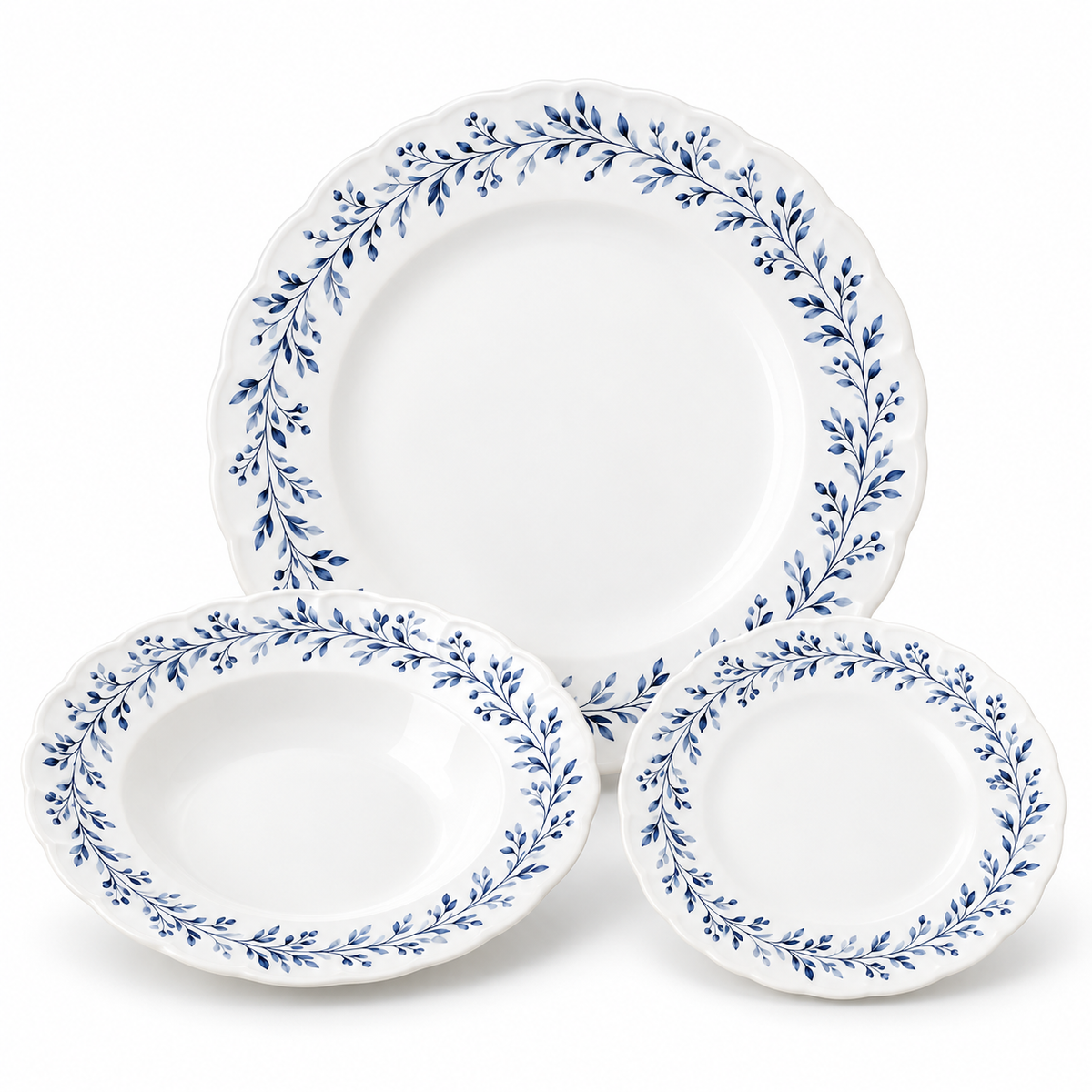 Danny Home 18-Piece Blue Botanical Dinner Set