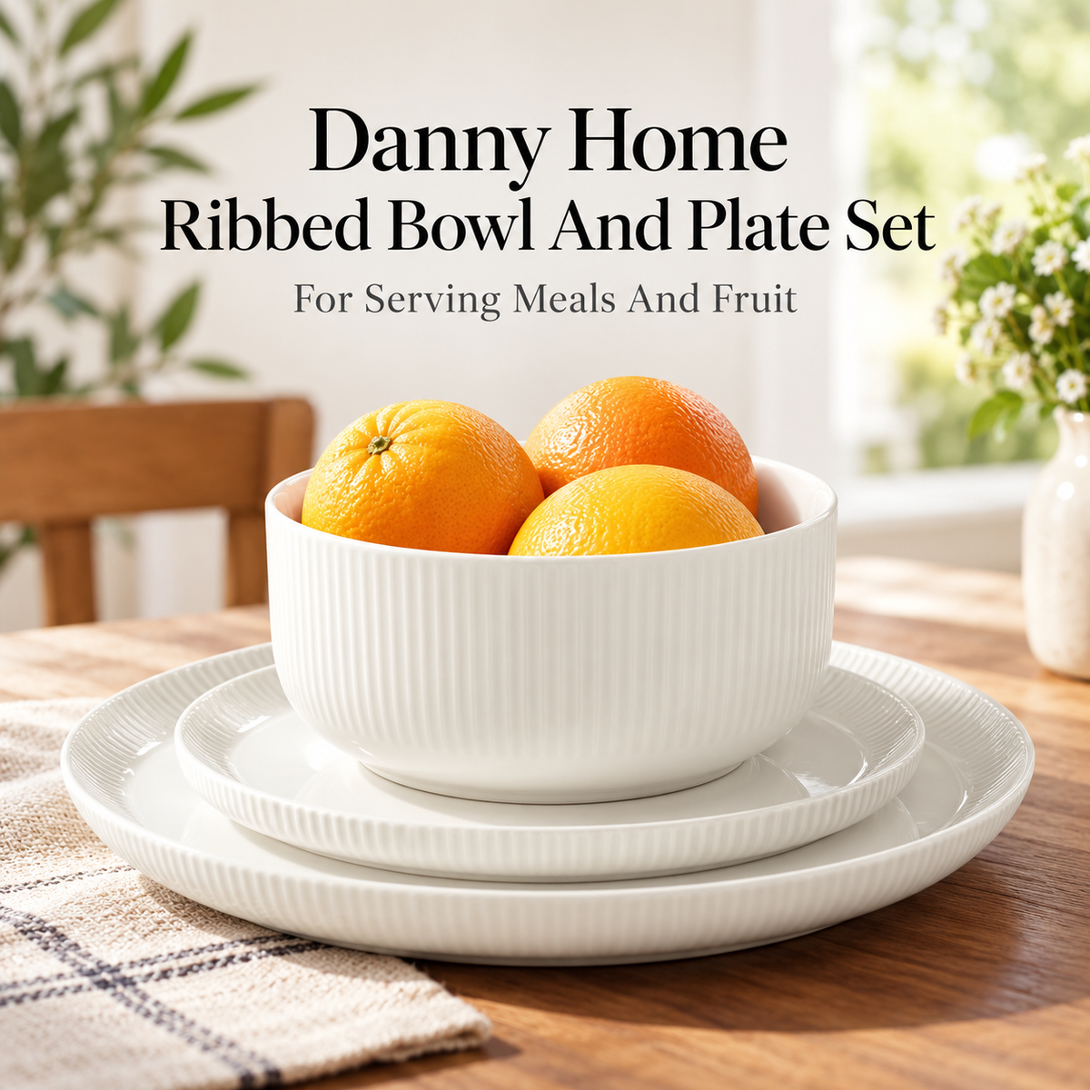 Danny Home 12 Piece Ribbed Bowl And Plate Set