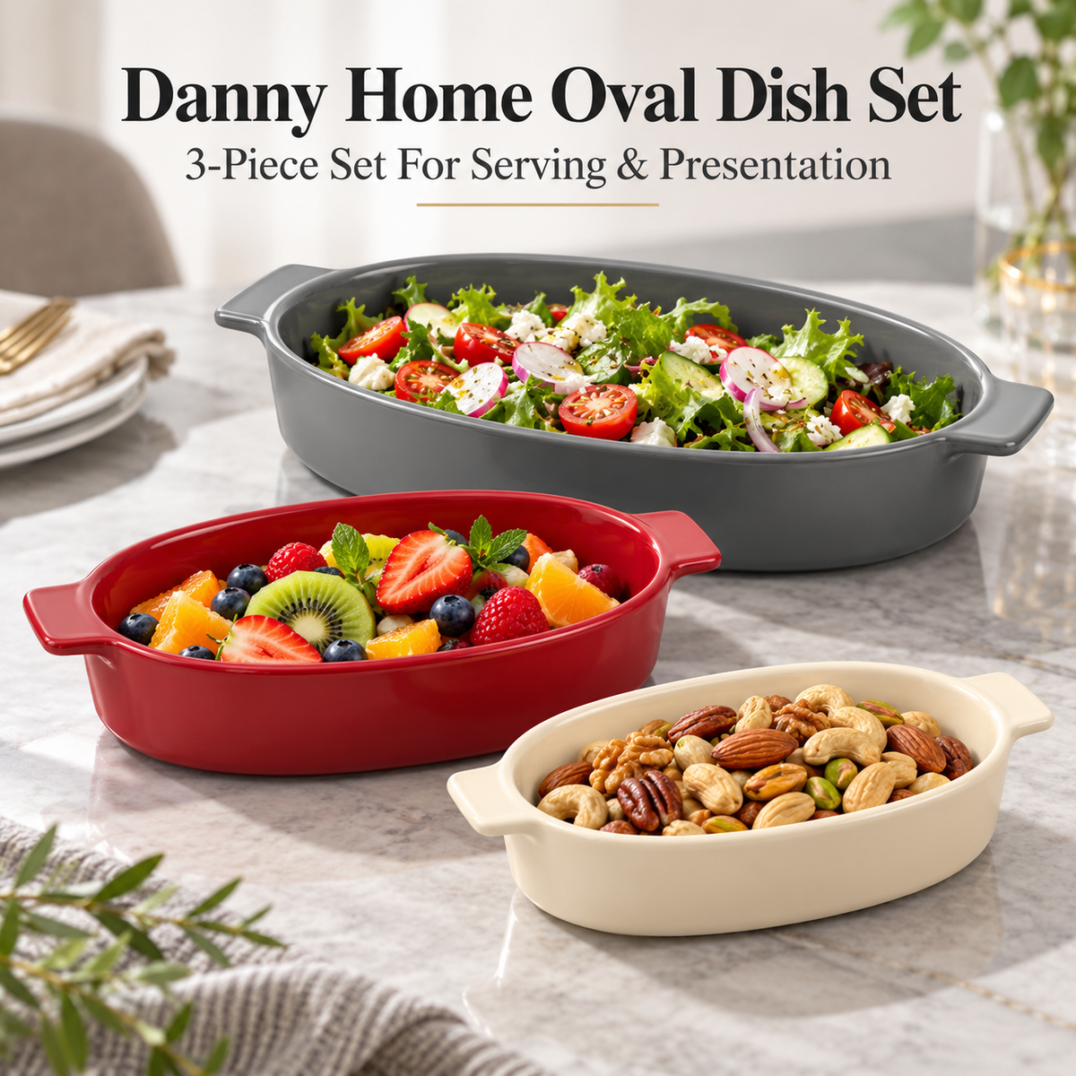 Danny Home 3 Piece Set Oval Dish