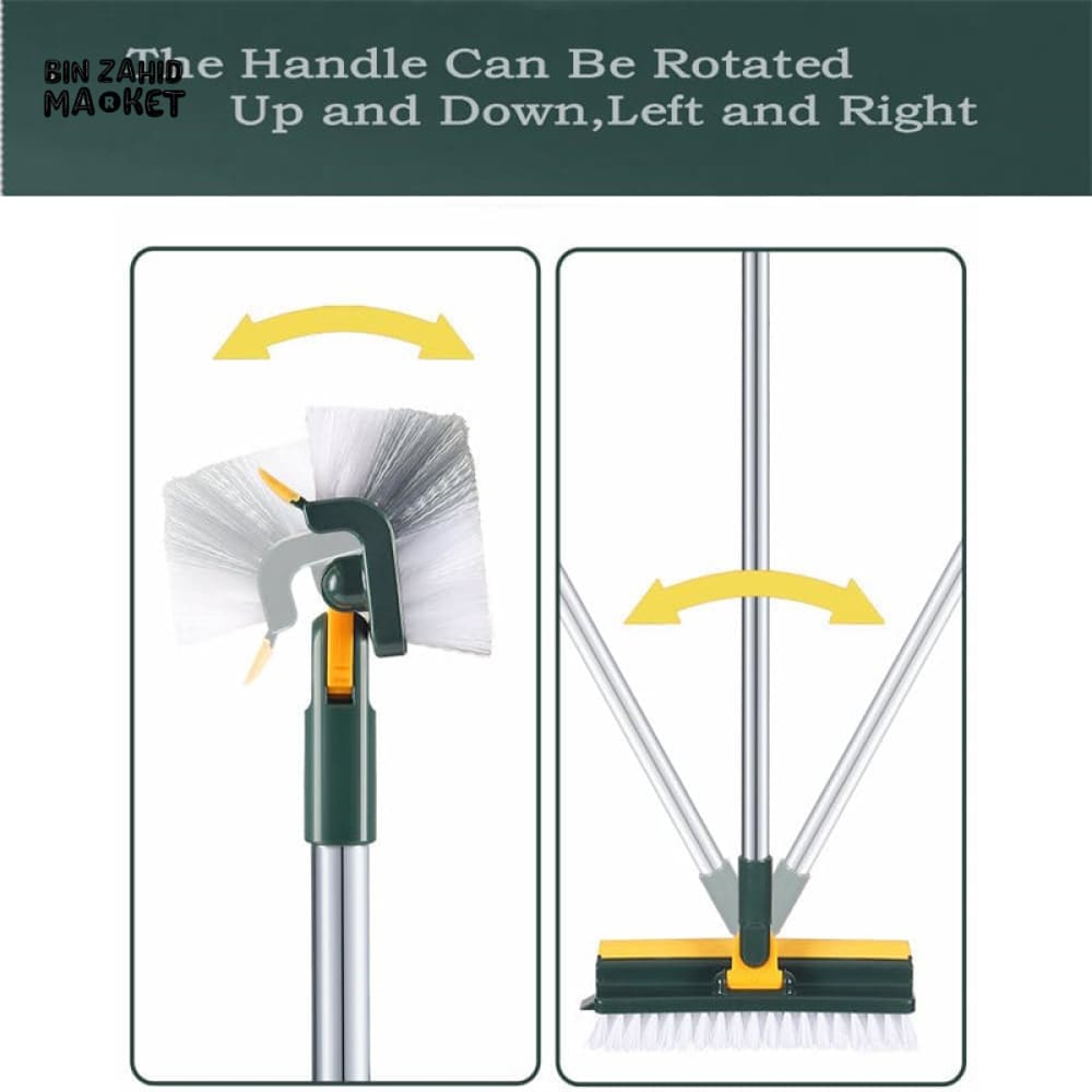 4-IN-1 BATHROOM CLEANING TOOL – LONG HANDLE FLOOR SCRUBBER WITH GROUT BRUSH & SQUEEGEE