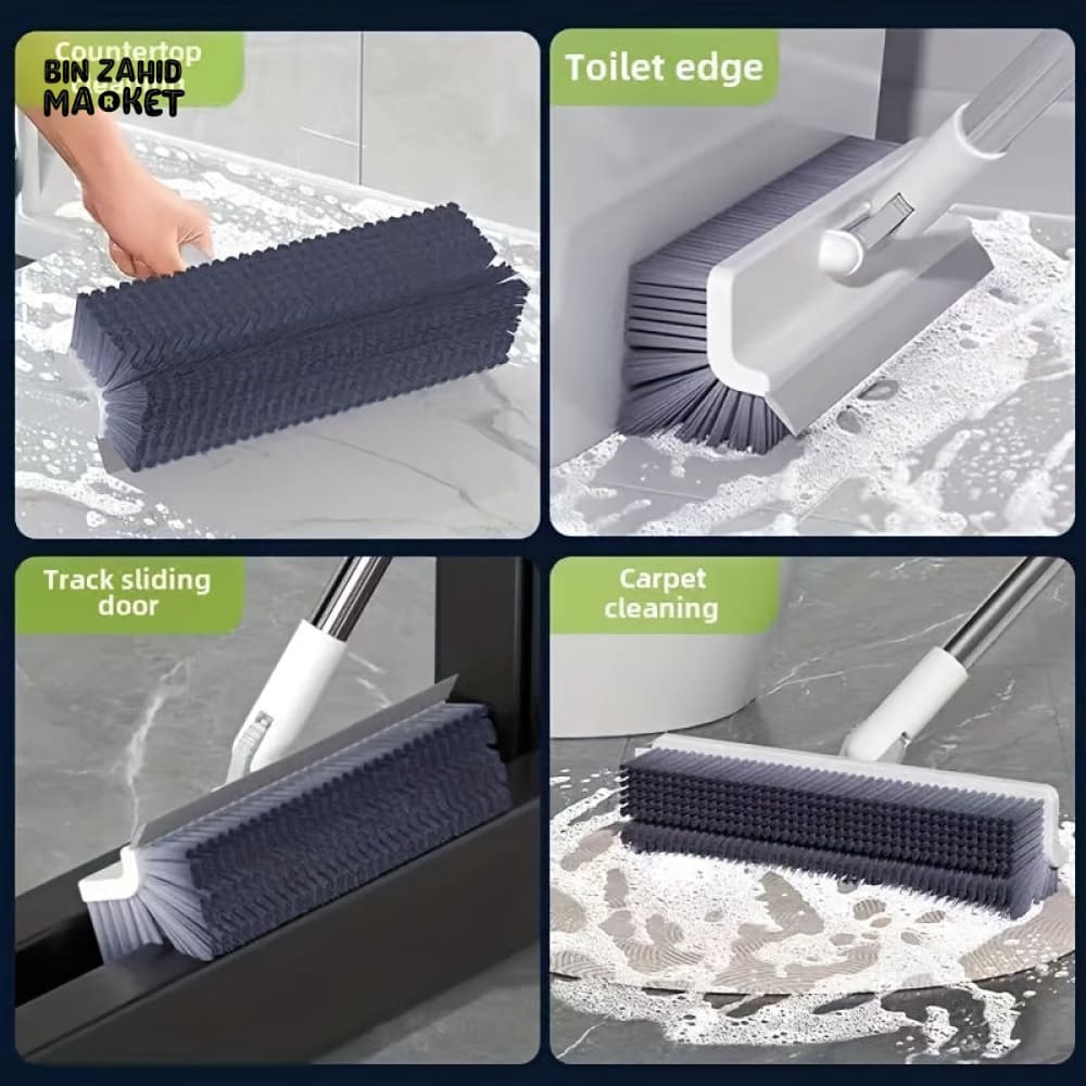 4-IN-1 BATHROOM CLEANING TOOL – LONG HANDLE FLOOR SCRUBBER WITH GROUT BRUSH & SQUEEGEE