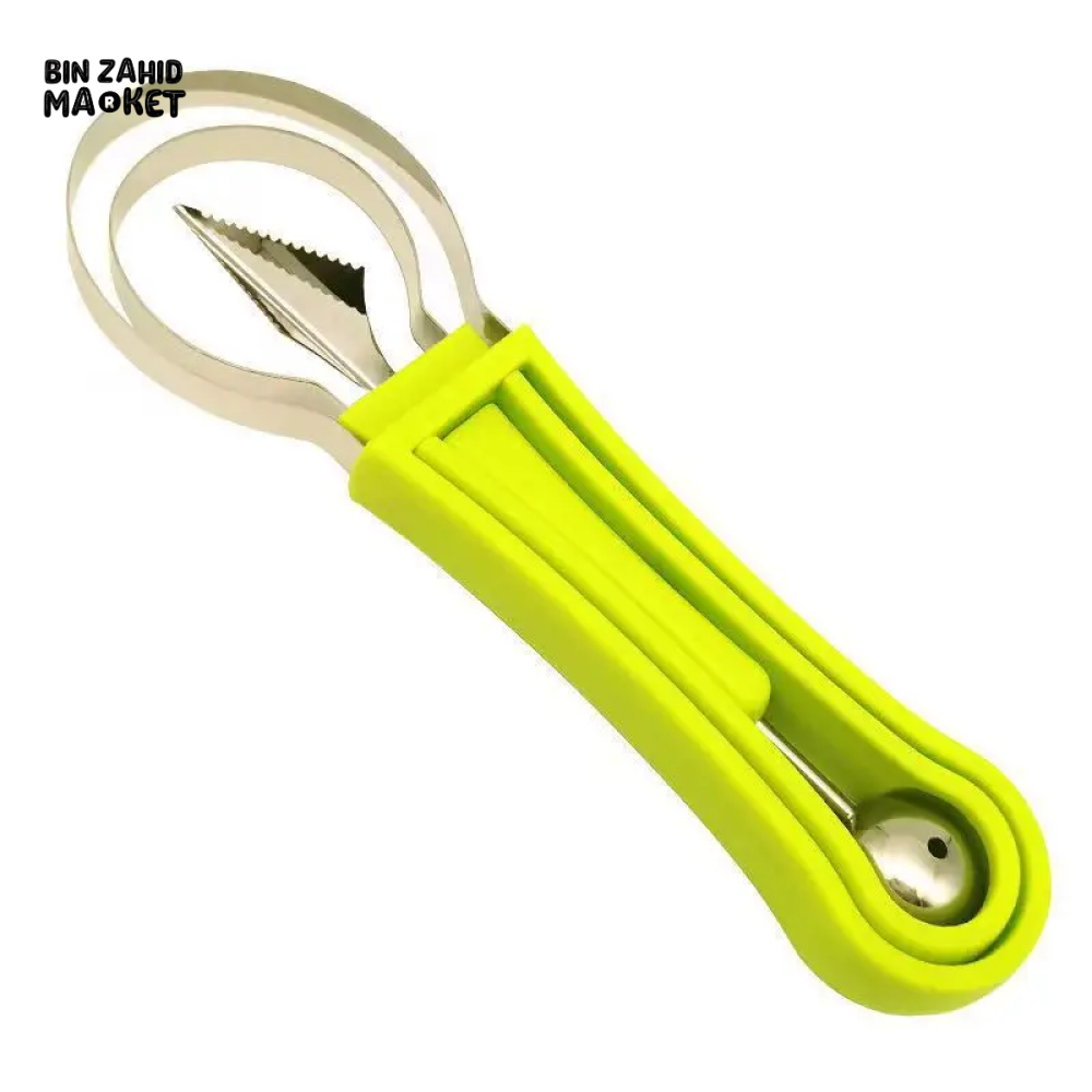 4-IN-1 FRUIT & VEGETABLE TOOL WATERMELON SLICER SCOOP CARVING KNIVES