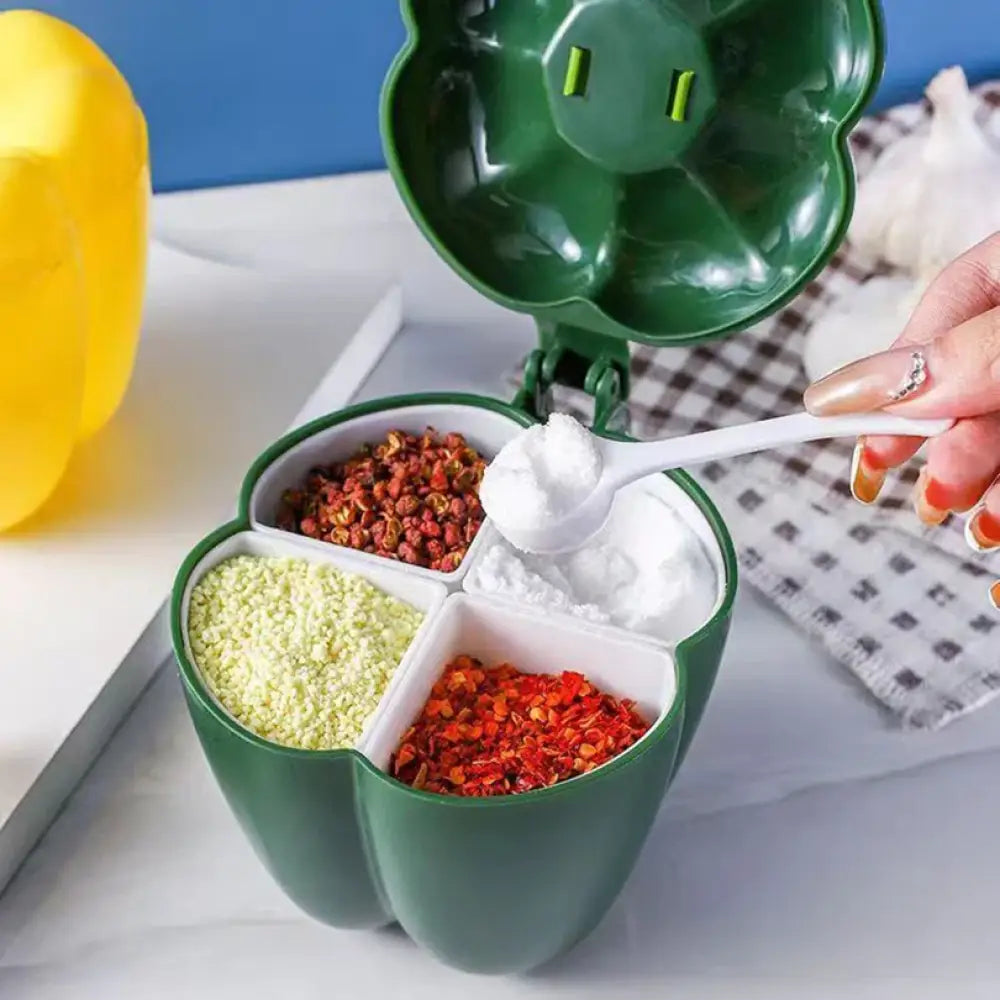 4-IN-1 PLASTIC CREATIVE SPICE JAR CONTAINER WITH SPOON – CHILI SHAPE GRILL SPICES SPICE RACK FOR HOME & KITCHEN ACCESSORIES