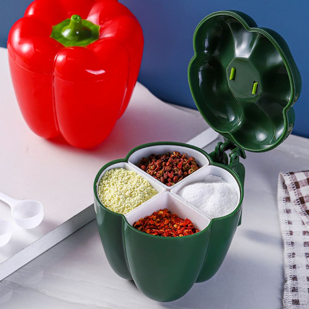 4-IN-1 PLASTIC CREATIVE SPICE JAR CONTAINER WITH SPOON – CHILI SHAPE GRILL SPICES SPICE RACK FOR HOME & KITCHEN ACCESSORIES