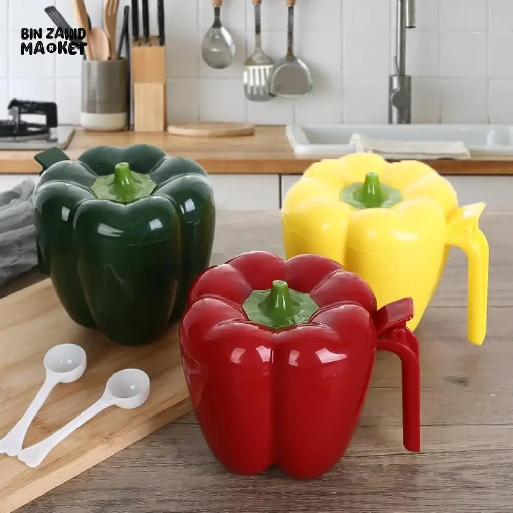 4-IN-1 PLASTIC CREATIVE SPICE JAR CONTAINER WITH SPOON – CHILI SHAPE GRILL SPICES SPICE RACK FOR HOME & KITCHEN ACCESSORIES