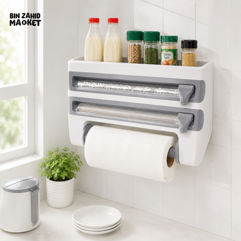 4 IN 1 WALL MOUNTED KITCHEN FOIL & PAPER TOWEL DISPENSER