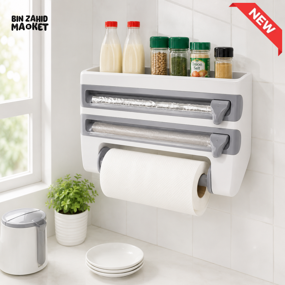4 IN 1 WALL MOUNTED KITCHEN FOIL & PAPER TOWEL DISPENSER