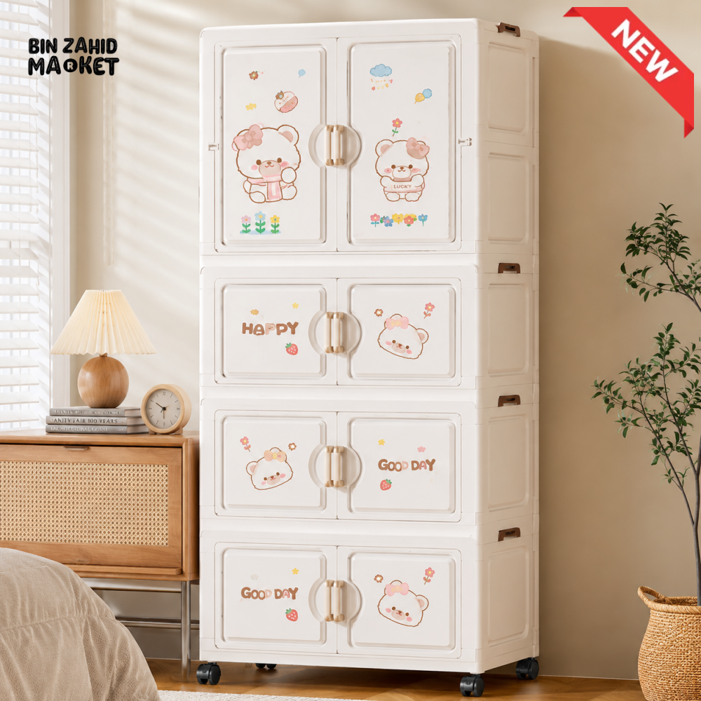 4-LAYER BABY STORAGE WARDROBE WITH DRAWERS & WHEELS - DM-3