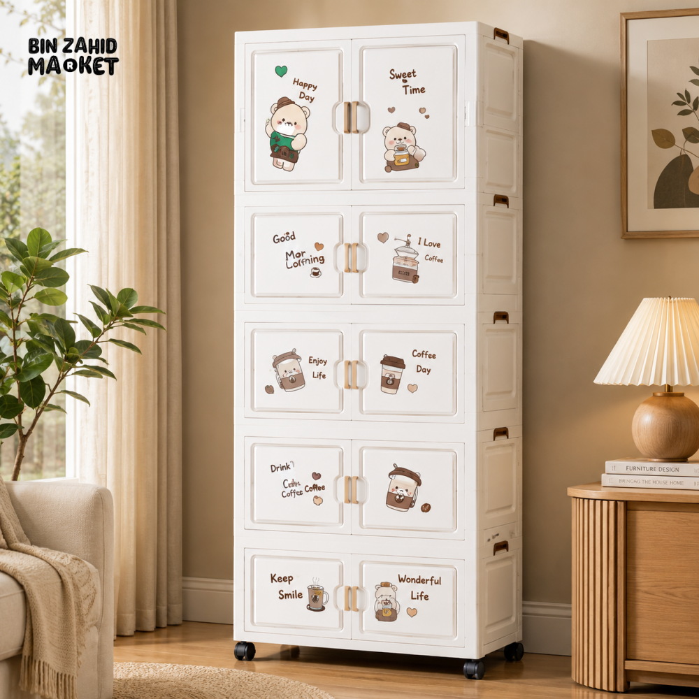 4-LAYER BABY STORAGE WARDROBE WITH DRAWERS & WHEELS - DM-5