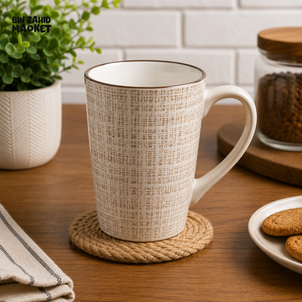 4 PACK CERAMIC MUG SET – BEIGE TEXTURED - Mugs