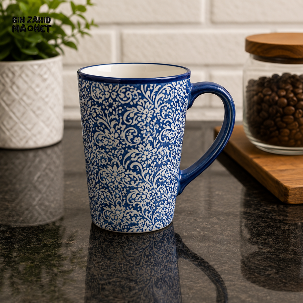 4 PACK CERAMIC MUG SET – BLUE FLORAL - Mugs