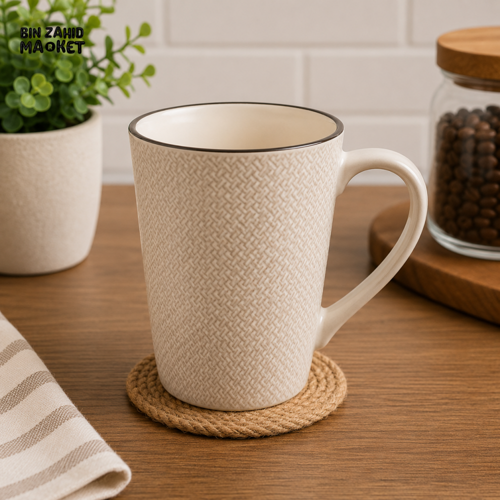 4 PACK CERAMIC MUG SET – IVORY TEXTURED - Mugs
