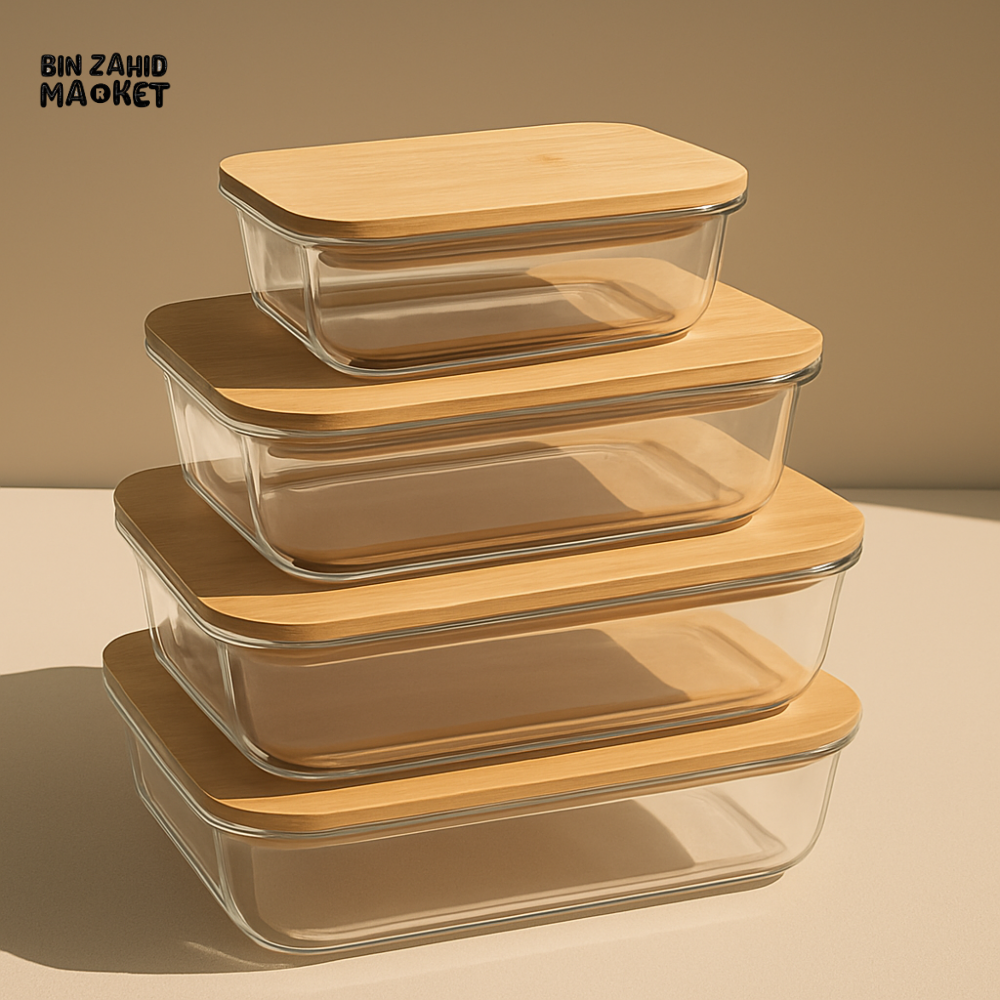 4 Pcs Glass Food Storage Containers - Rectangle