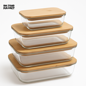 4 Pcs Glass Food Storage Containers - Rectangle