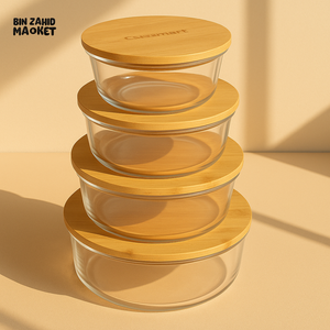4 Pcs Glass Food Storage Containers - Round