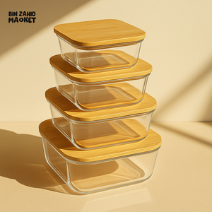 4 Pcs Glass Food Storage Containers - Square