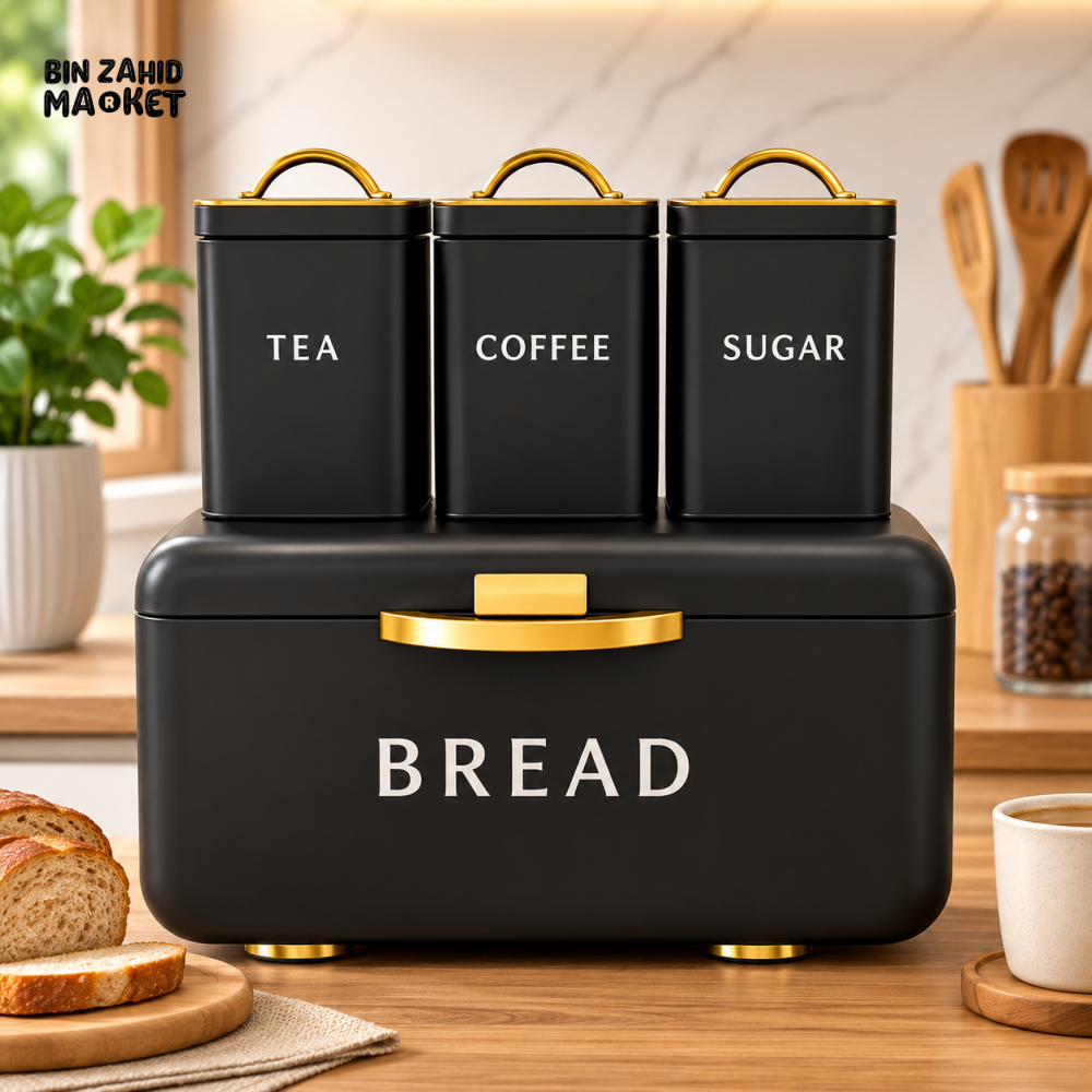 4-PIECE BLACK BREAD BOX SET - Bread Boxes
