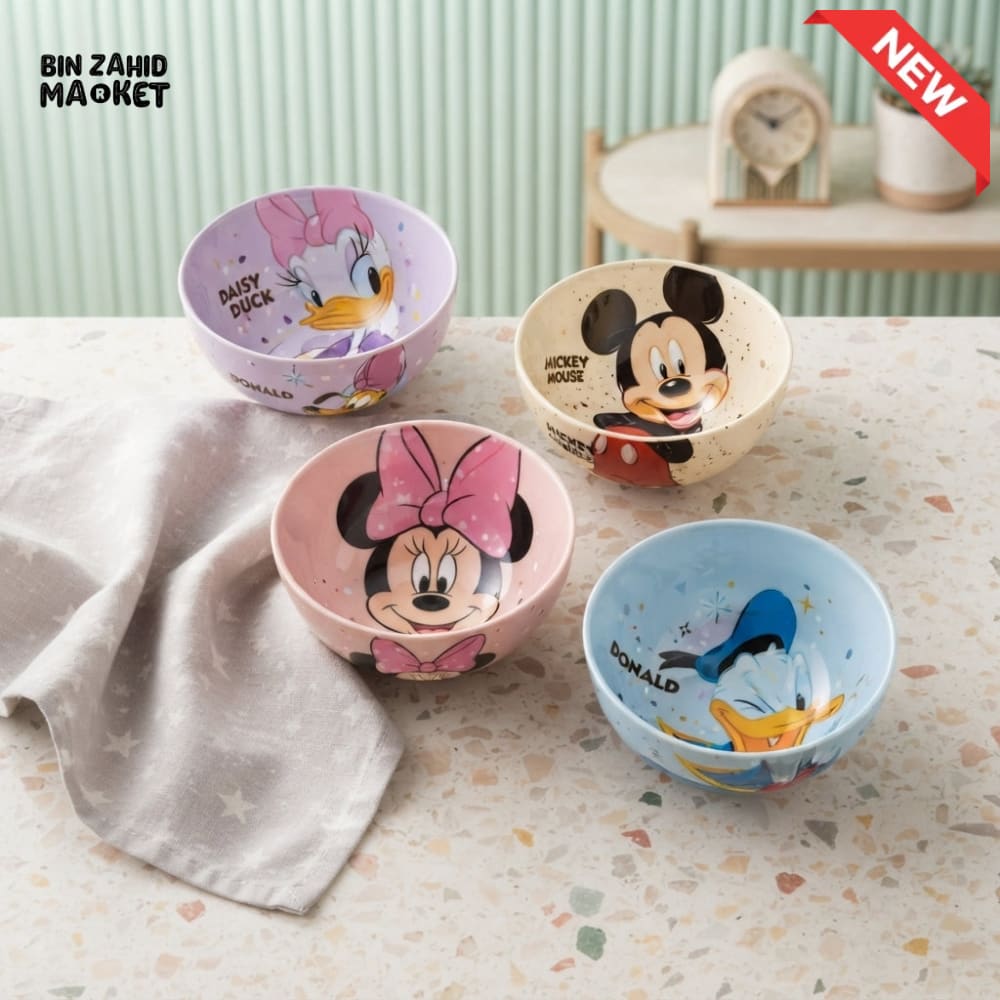 4-PIECE DISNEY CHARACTER CERAMIC BOWL SET