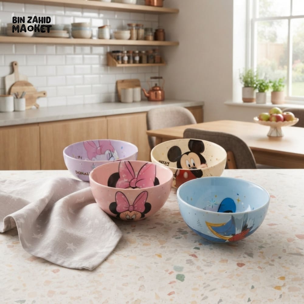 4-PIECE DISNEY CHARACTER CERAMIC BOWL SET