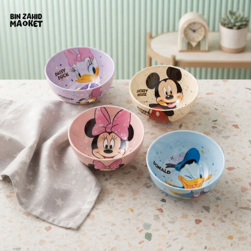 4-PIECE DISNEY CHARACTER CERAMIC BOWL SET