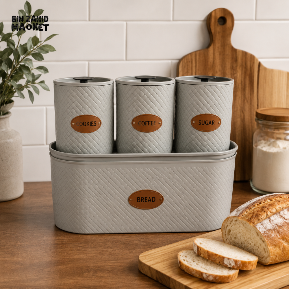 4-PIECE GRAY BREAD BOX SET - Bread Boxes