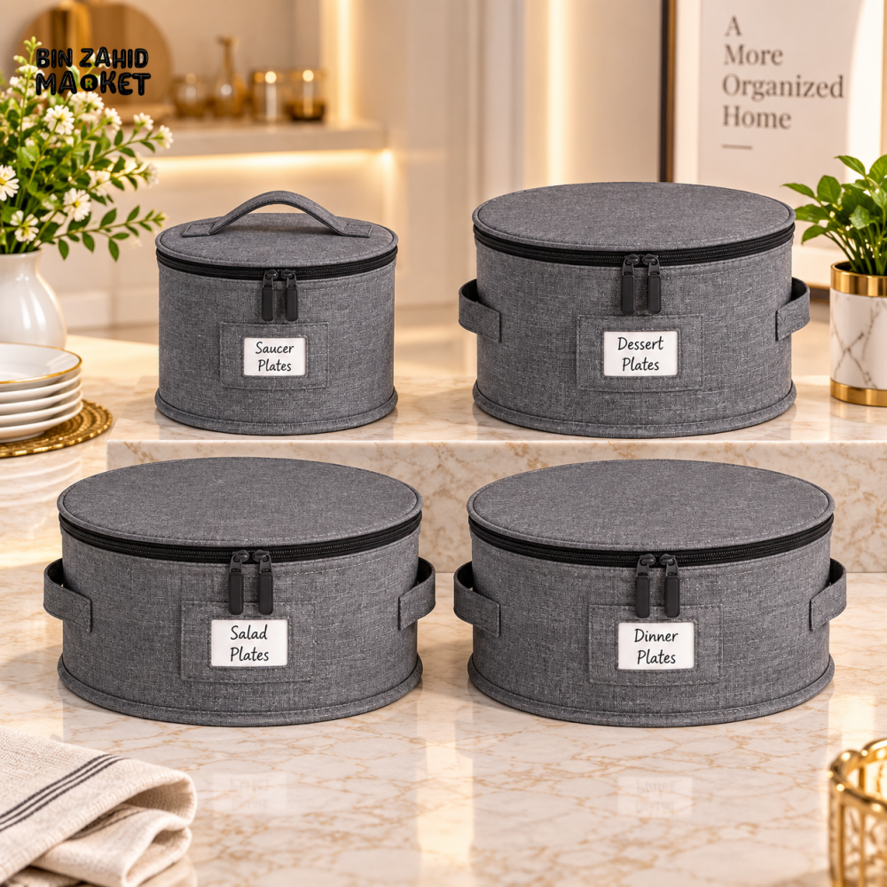 4-PIECE ROUND DINNERWARE STORAGE BAG SET